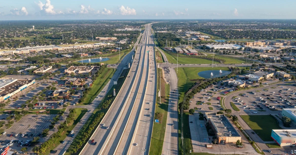 Commercial roofs along SH 288 in Pearland, TX